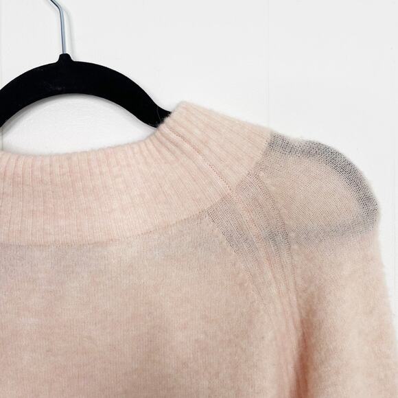 3.1 Phillip Lim 3/4 Sleeve Lofty Rib Alpaca Blend Pullover Sweater Blush Pink M - Picture 6 of 12